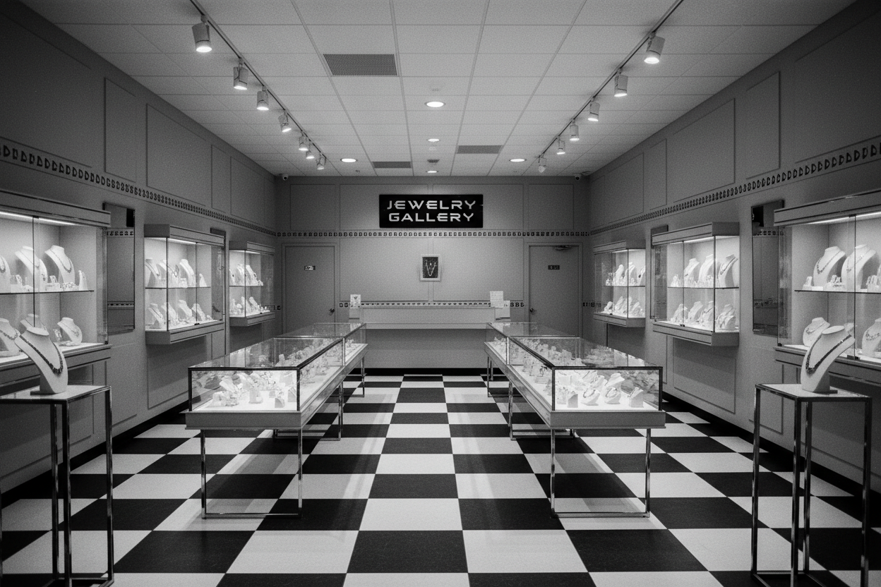 black and white jewelry store in 90s