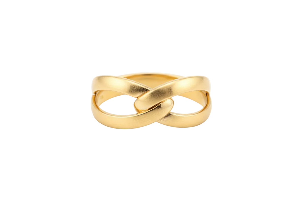 double wedding ring gold plated on a white background
