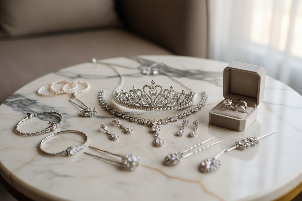 high quality bridals on a expensive stone table