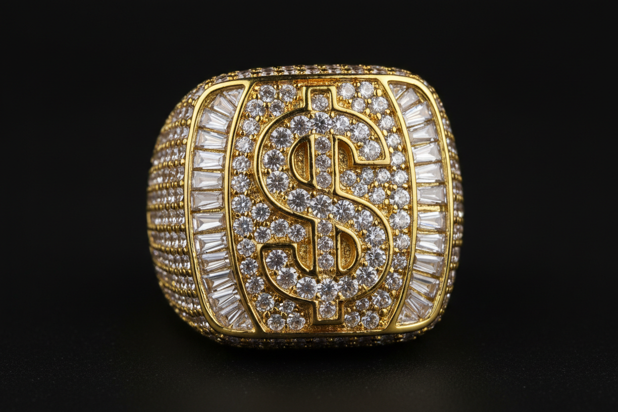 hip hop ring on black background